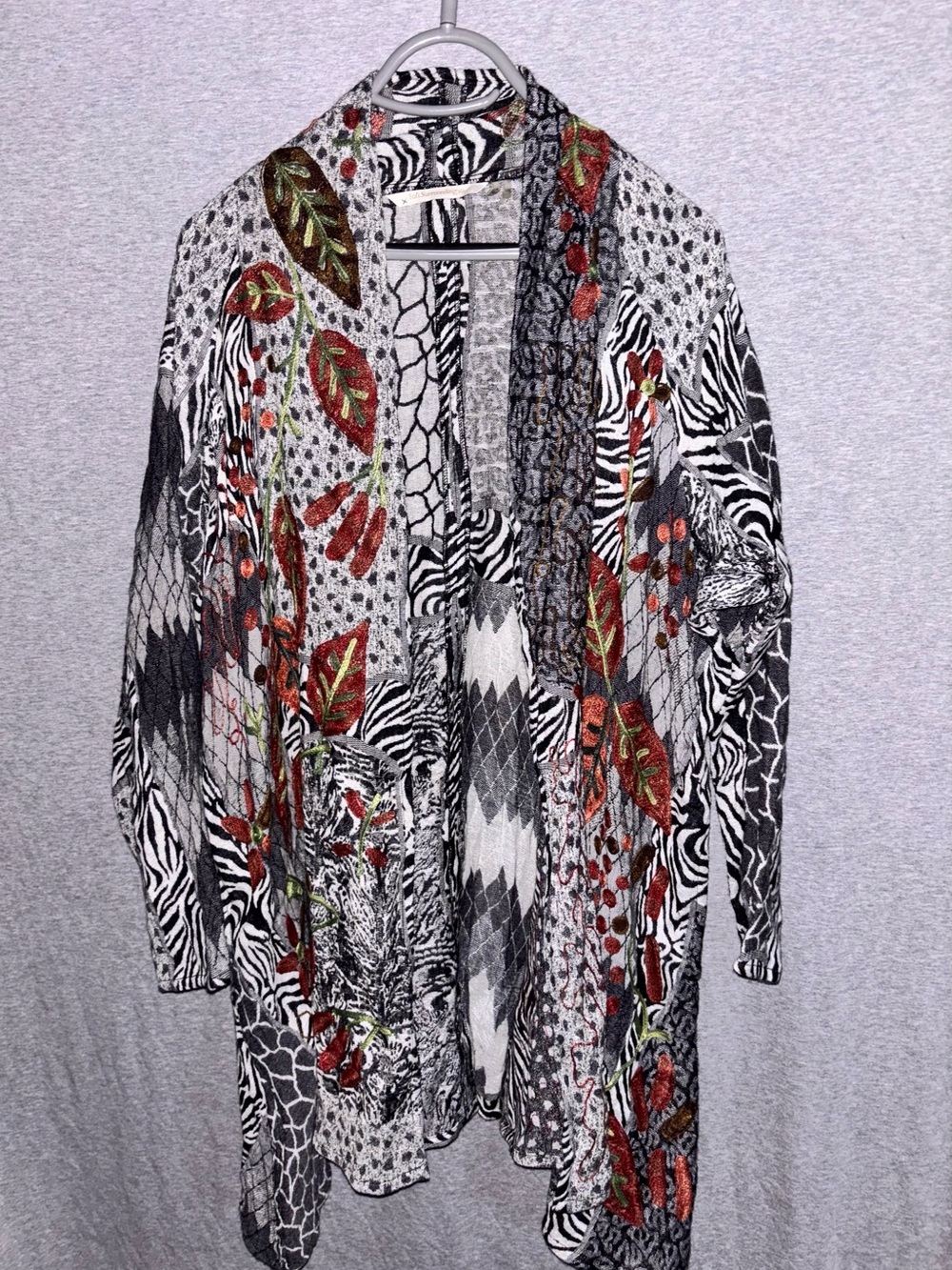 Soft Surroundings Women's Black & White Patterned Open Front Cardigan Size L/XL